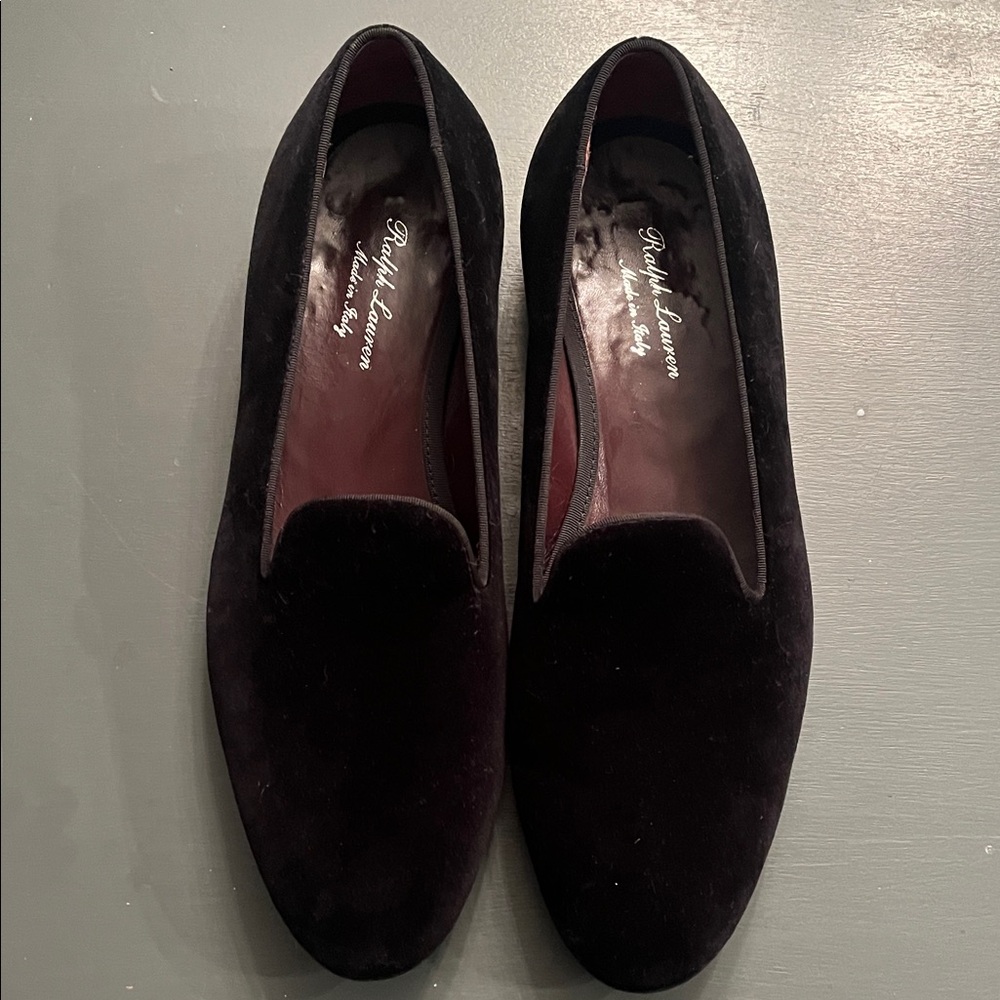 Ralph Lauren purple label men’s  black Velvet Loafers (made in Italy)